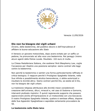 DIO NON HA BISOGNO DEI VIGILI URBANI