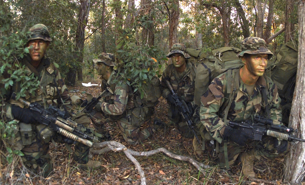 Marines from 3rd Reconnaissance Battalion, wait for the word to begin an exercise during Crocodile 2003. The Recon Marines felt the final field exercise of Croc would be the 'bread and butter' of the evolution.